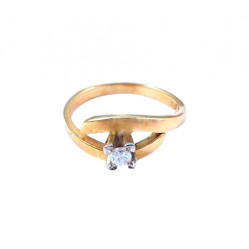 ANELLO SOLITARIO IN ORO GIALLO E BIANCO 18 KT CON DIAMANTE