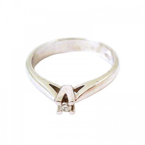 ANELLO SOLITARIO DA DONNA IN ORO BIANCO 18 KT CON DIAMANTE