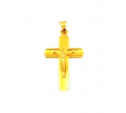 CIONDOLO CROCIFISSO IN ORO GIALLO 18 KT + COLLANA LACCIO OMAGGIO