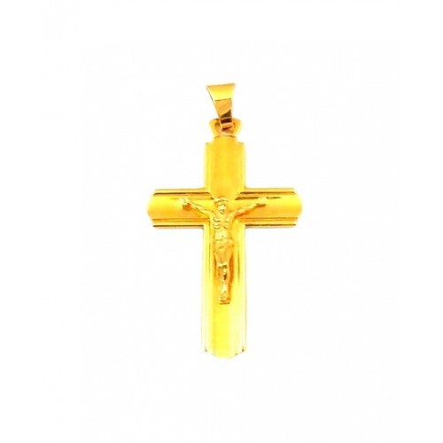 CIONDOLO CROCIFISSO IN ORO GIALLO 18 KT + COLLANA LACCIO OMAGGIO