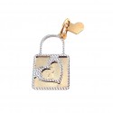 CIONDOLO LUCCHETTO CUORE IN ORO GIALLO BIANCO 18 KT +COLLANA OMAGGIO