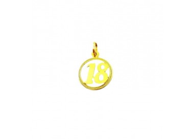 CIONDOLO NUMERO 18 IN ORO GIALLO 18 KT +COLLANA LACCIO OMAGGIO