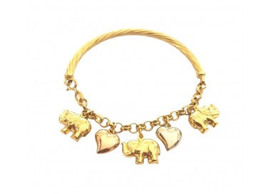 BRACCIALE DA DONNA CON CHARM IN ORO GIALLO ROSA E BIANCO 18 KT