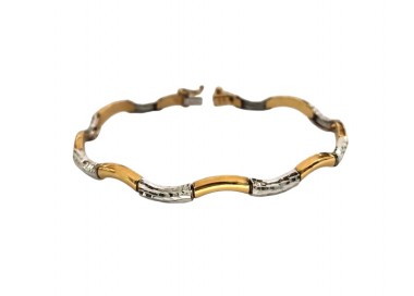 BRACCIALE ONDULATO UOMO IN ORO BIANCO E GIALLO 18 KT