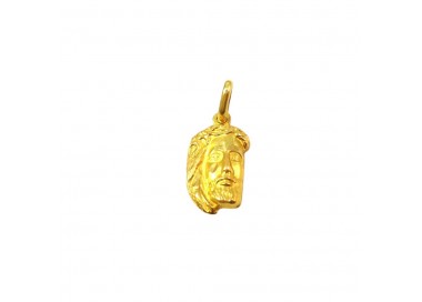 CIONDOLO VOLTO DI CRISTO IN ORO GIALLO 18 KT + COLLANA LACCIO OMAGGIO