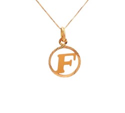 COLLANA CON CIONDOLO LETTERA F INIZIALE IN ORO GIALLO 18 KT