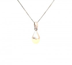 COLLANA DA DONNA IN ORO BIANCO 18 KT CON PERLA PENDENTE 