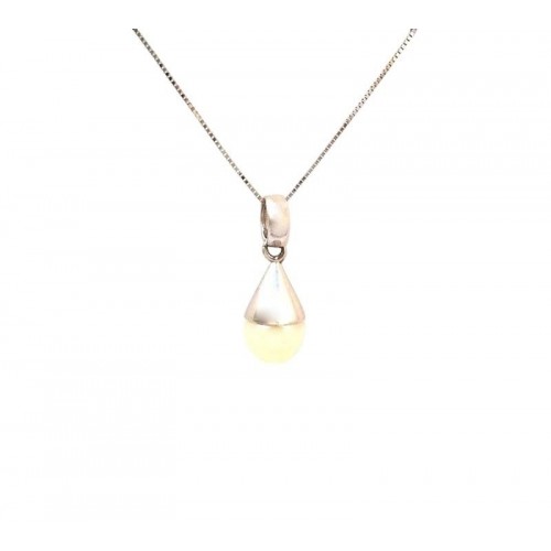 COLLANA DA DONNA IN ORO BIANCO 18 KT CON PERLA PENDENTE 