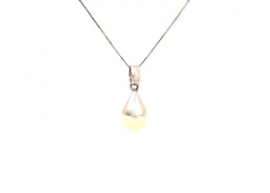 COLLANA DA DONNA IN ORO BIANCO 18 KT CON PERLA PENDENTE