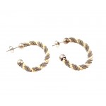 ORECCHINI SEMICERCHI IN ORO BIANCO 18 KT CON PERLINE