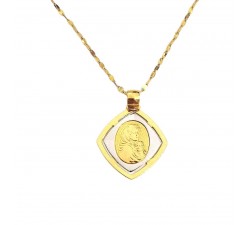 COLLANA SPECCHIATA IN ORO GIALLO 18 KT CON MADONNINA + BRACCIALE SPECCHIATO