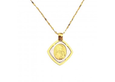 COLLANA SPECCHIATA IN ORO GIALLO 18 KT CON MADONNINA + BRACCIALE SPECCHIATO