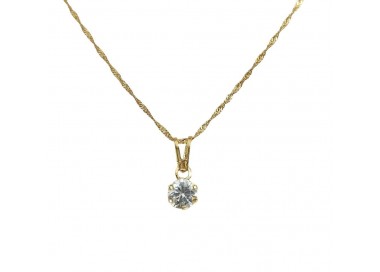 COLLANA FUNE PUNTO LUCE IN ORO GIALLO 18 KT CON ZIRCONE TAGLIO BRILLANTE