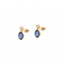 ORECCHINI ORO GIALLO 18 KT CON ZIRCONI BIANCHI E BLU