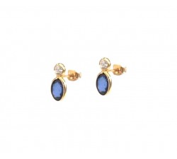 ORECCHINI ORO GIALLO 18 KT CON ZIRCONI BIANCHI E BLU