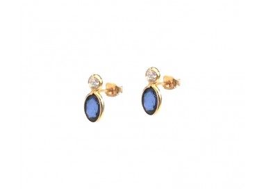 ORECCHINI ORO GIALLO 18 KT CON ZIRCONI BIANCHI E BLU