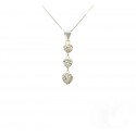 COLLANA PENDENTE 3 CUORI IN ORO BIANCO 18 KT CON ZIRCONE TAGLIO BRILLANTE