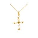 COLLANA CON CROCE IN ORO GIALLO 18 KT E PERLINE