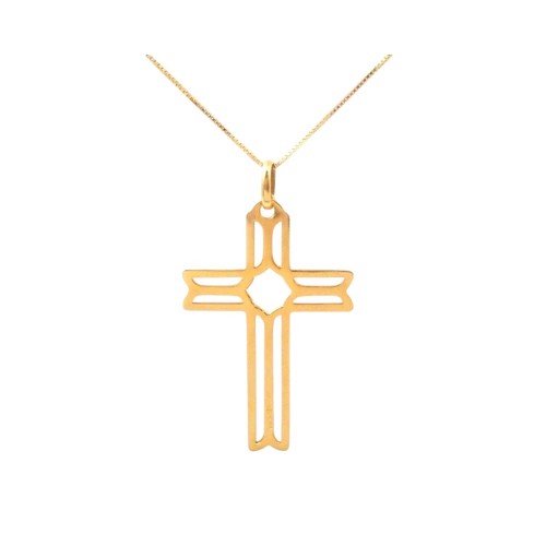 COLLANA CON CROCE IN ORO GIALLO 18 KT 