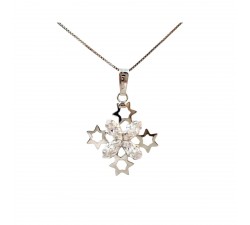 COLLANA DA DONNA IN ORO BIANCO 18 KT CON STELLE E ZIRCONI