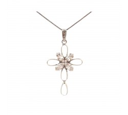 COLLANA DA DONNA CON CROCE IN ORO BIANCO 18 KT CON ZIRCONI