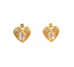 ORECCHINI CUORE IN ORO GIALLO 18 KT CON ZIRCONI