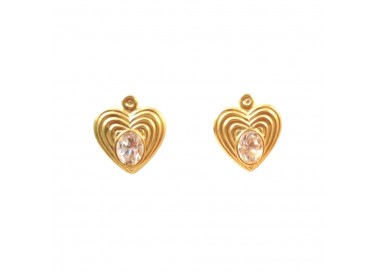 ORECCHINI CUORE IN ORO GIALLO 18 KT CON ZIRCONI