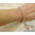 BRACCIALE TRITTICO IN ORO GIALLO BIANCO E ROSA 18 KT MAGLIA POP CORN