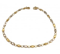 BRACCIALE UOMO CATENA RIPORTINI IN ORO GIALLO E BIACNO 18 KT