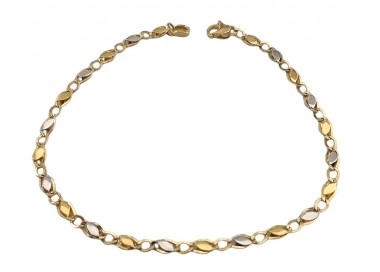 BRACCIALE UOMO CATENA RIPORTINI IN ORO GIALLO E BIACNO 18 KT