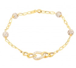 BRACCIALE DONNA CATENA IN ORO GIALLO 18 KT CON ZIRCONI TAGLIO BRILLANTE