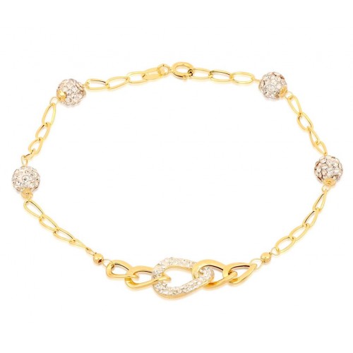 BRACCIALE DONNA CATENA IN ORO GIALLO 18 KT CON ZIRCONI TAGLIO BRILLANTE