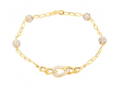 BRACCIALE DONNA CATENA IN ORO GIALLO 18 KT CON ZIRCONI TAGLIO BRILLANTE