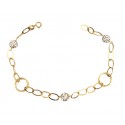 BRACCIALE DONNA CATENA IN ORO GIALLO 18 KT CON SFERE PAVE'ZIRCONI BIANCHI 