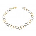 BRACCIALE DONNA CATENA CUORI IN ORO GIALLO E BIANCO 18 KT