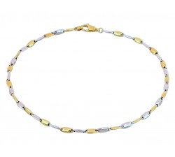 BRACCIALE UOMO CATENA TUBOLARE OVALE IN ORO GIALLO E BIANCO 18 KT