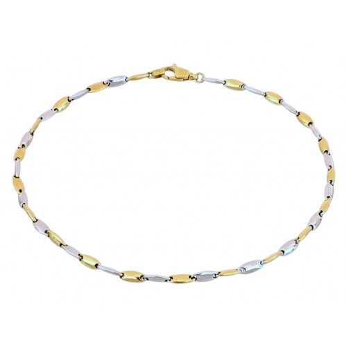 BRACCIALE UOMO CATENA TUBOLARE IN ORO GIALLO E BIANCO 18 KT