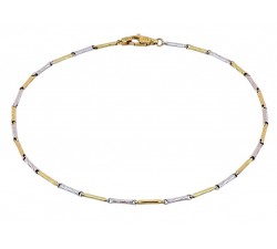 BRACCIALE UOMO CATENA TUBOLARE IN ORO GIALLO E BIANCO 18 KT