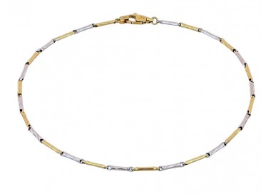 BRACCIALE UOMO CATENA TUBOLARE IN ORO GIALLO E BIANCO 18 KT