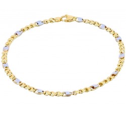 BRACCIALE UOMO CATENA IN ORO GIALLO18 KT CON RIPORTINI ORO BIANCO 18 KT