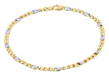 BRACCIALE UOMO CATENA IN ORO GIALLO18 KT CON RIPORTINI ORO BIANCO 18 KT