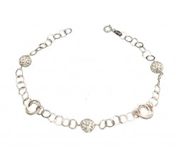 BRACCIALE DONNA CATENA IN ORO BIANCO 18 KT PAVE'CON ZIRCONI TAGLIO BRILLANTE