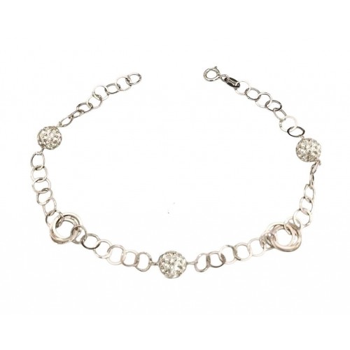 BRACCIALE DONNA CATENA IN ORO BIANCO 18 KT CON ZIRCONI TAGLIO BRILLANTE