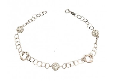 BRACCIALE DONNA CATENA IN ORO BIANCO 18 KT PAVE'CON ZIRCONI TAGLIO BRILLANTE