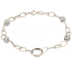 BRACCIALE DONNA CATENA IN ORO BIANCO 18 KT CON PAVE'ZIRCONI TAGLIO BRILLANTE