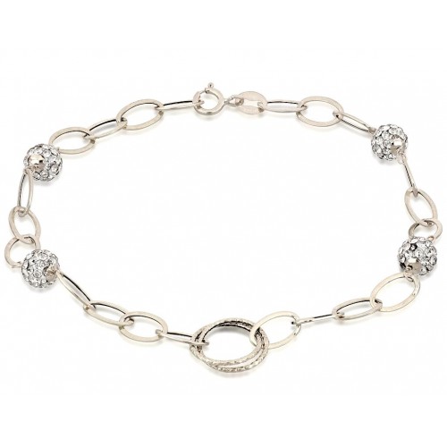 BRACCIALE DONNA CATENA IN ORO BIANCO 18 KT CON ZIRCONI TAGLIO BRILLANTE