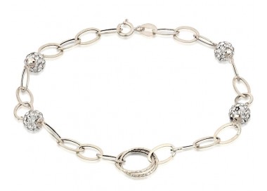 BRACCIALE DONNA CATENA IN ORO BIANCO 18 KT CON PAVE'ZIRCONI TAGLIO BRILLANTE