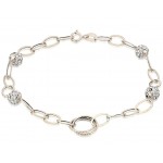 BRACCIALE DONNA CATENA IN ORO BIANCO 18 KT CON PAVE'ZIRCONI TAGLIO BRILLANTE