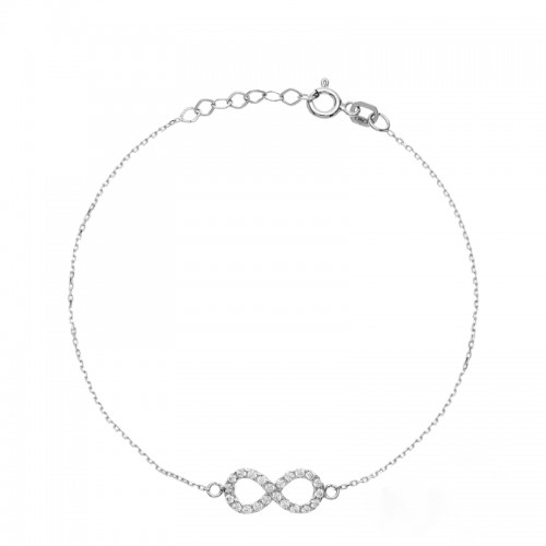 BRACCIALE DA DONNA INFINITO IN ORO BIANCO 18KT CON ZIRCONI BIANCHI