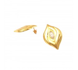 ORECCHINI IN ORO GIALLO 18 KT CON ZIRCONI BIANCHI